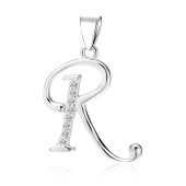 Pandantiv initiala litera R din argint cu pietre DiAmanti LZ0002_R-DIA